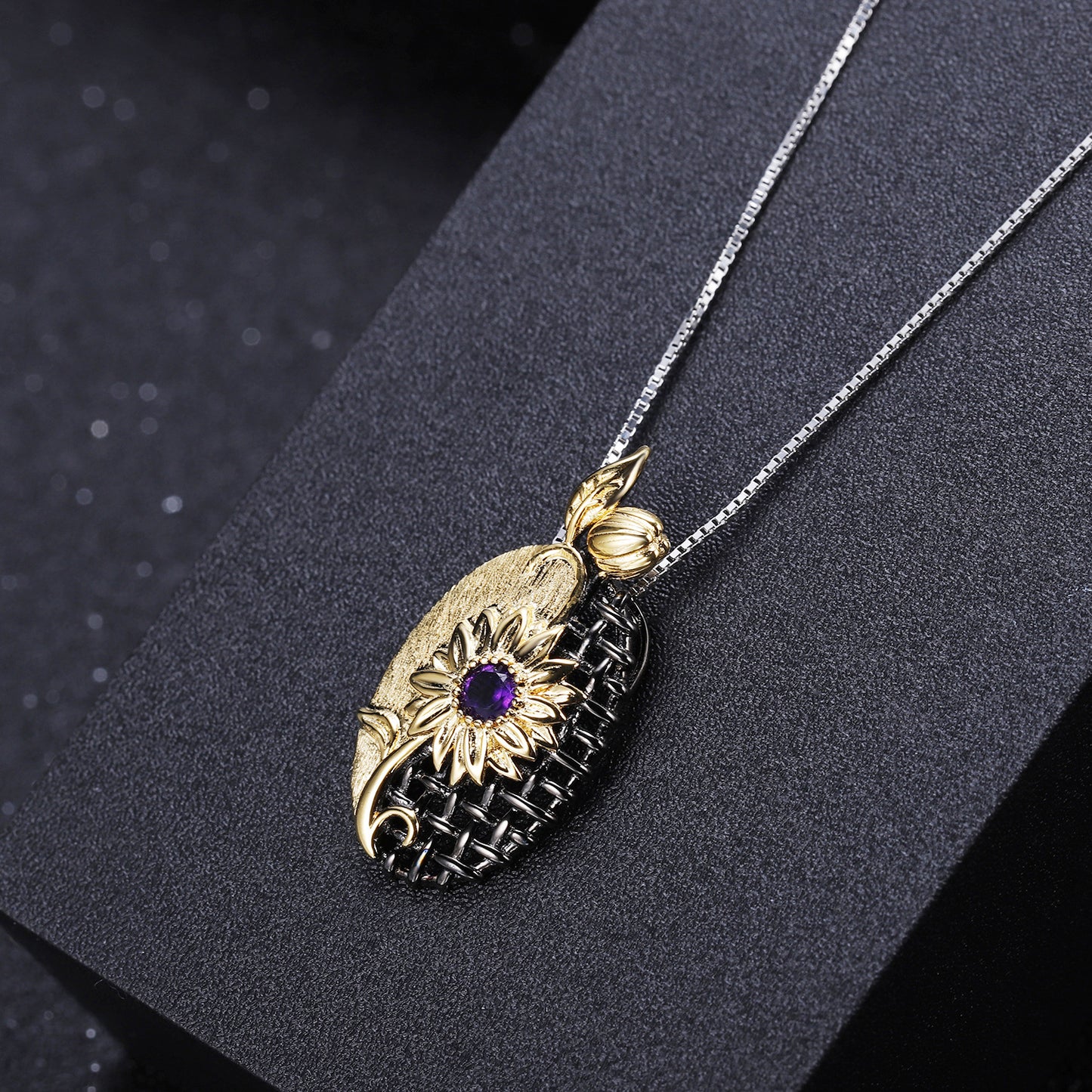 Italian Craft Designer Pendant Red Spider Lily High-end Feel925Silver Natural Amethyst Necklace Pendant