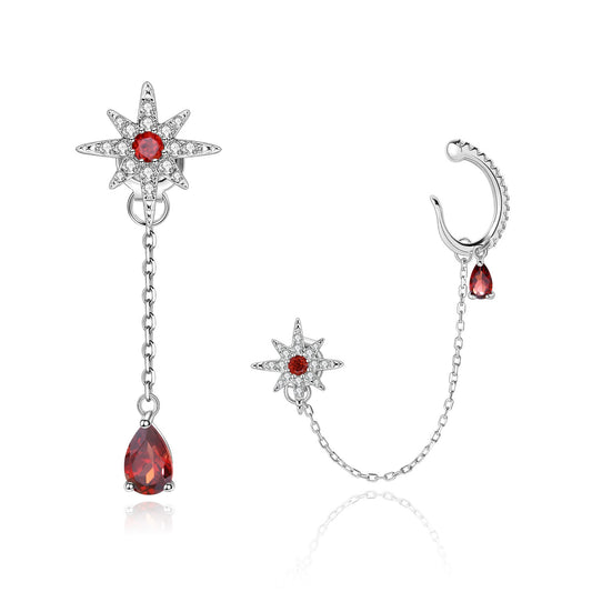 Vacation Style Mid-Length Gemstone Earrings High-End Natural Colorful Gemstones s925Sterling Silver Asymmetric Earrings