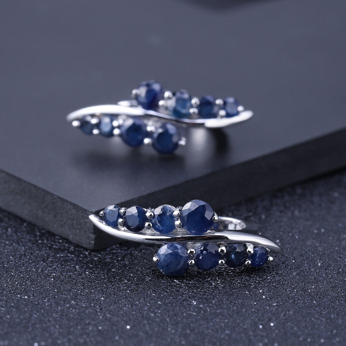 Natural Style Pea Clip Earrings Natural Sapphire Stud Earrings Drop Earrings Personality Inlaid Gemstones s925Silver Earrings