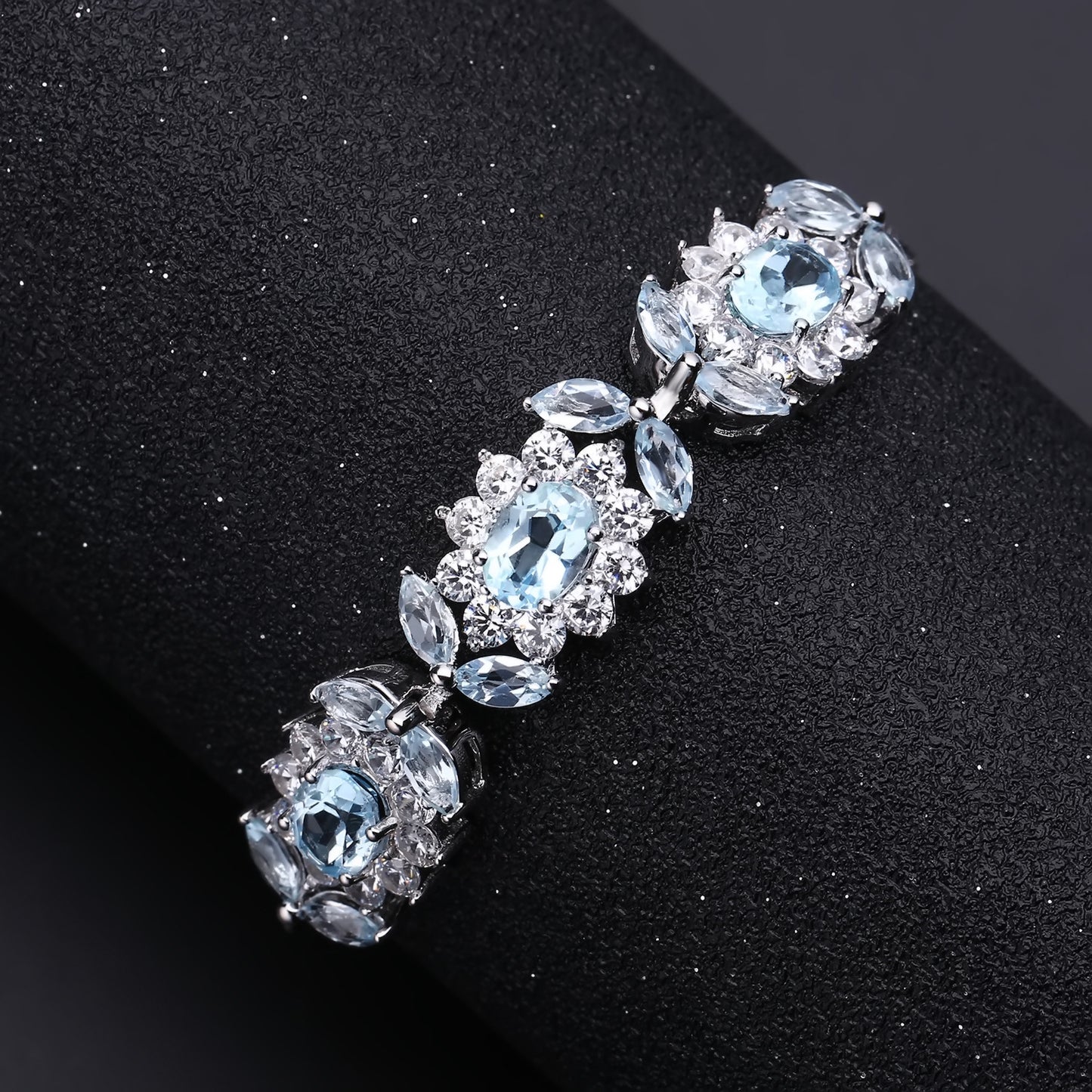 Luxurious Design Natural Topaz Bracelet Style Princess Temperament s925Silver Color Crystal Bracelet