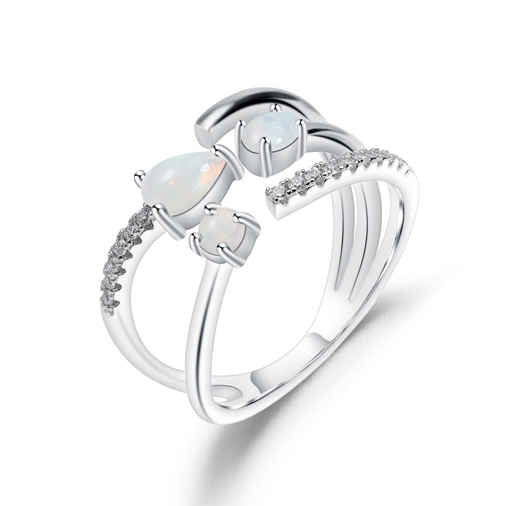 Luxurious and High-End Natural Rose Pomegranate Ring from the Prosperous Series925Silver Inlaid Natural Gemstone Ring