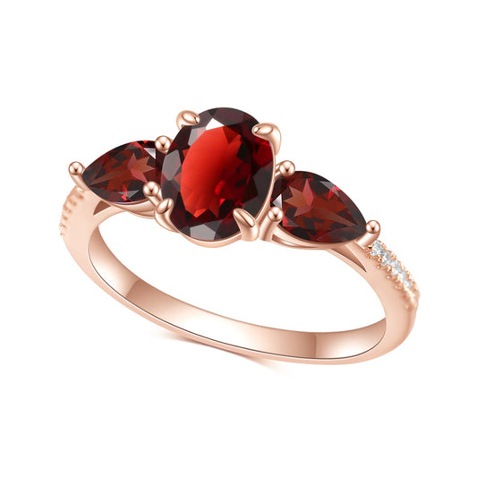 High-Grade Light Luxury S925Sterling Silver Inlaid Natural Garnet Ring Fashionable and Exquisite Gemstone Ring
