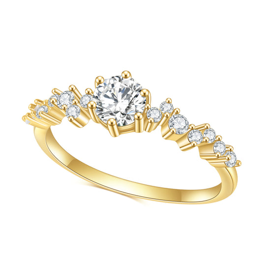 Jewelry S925Sterling Silver Inlaid5A Zircon Ring Fashionable Simple Personality Light Luxury Gemstone Plated14K Gold ring