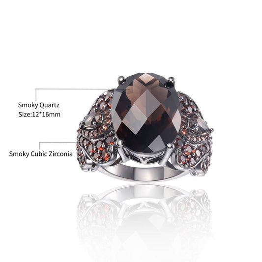 In-stock Natural Citrine Ring Vintage Light Luxury925Sterling Silver Plated18k Gold Gemstone Ring