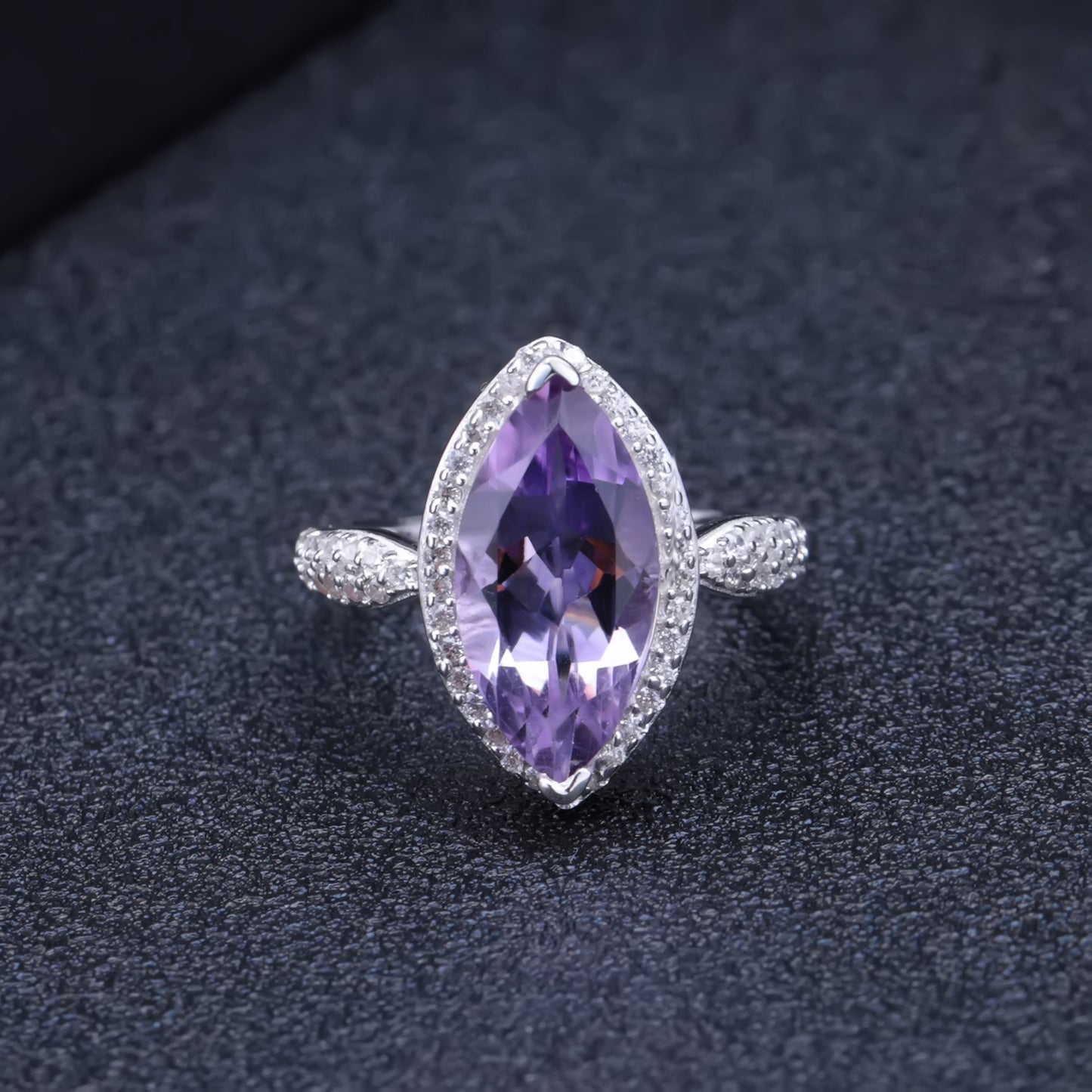 Luxurious Design Natural Gemstone Amethyst Topaz Ring Fashion s925Silver natural gemstone ring
