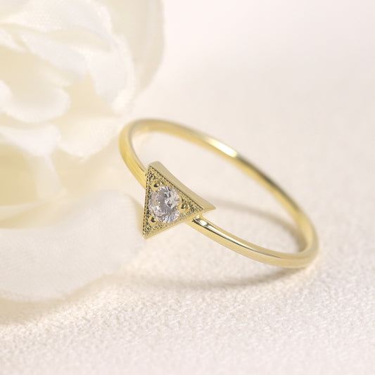 ins Wind Triangle Geometry s925Sterling Silver Inlaid Moissanite Golden Dawn Series Small Ring Simple Bracelet Thin Ring
