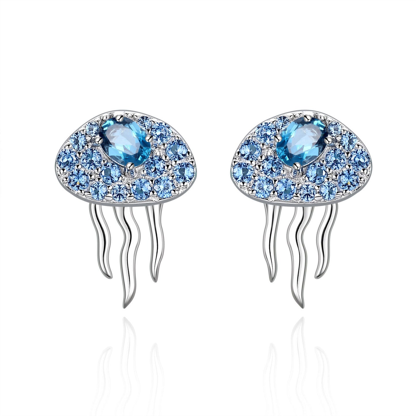 Luxury Designer Jellyfish Shaped Earrings s925Sterling Silver Inlaid Topaz Natural Gemstone Fashion Earrings