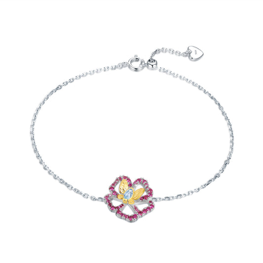 Unique Elegant Gemstone Bracelet Floral Design with a Sense of Sophistication925Silver Natural Topaz Bracelet