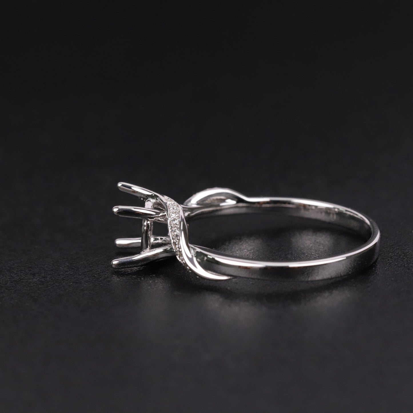 Simple and Elegant Full Body9/10/14/18k Gold Ring Setting14-Claw Twist Arm Micro Pave Wedding Diamond Ring for Women