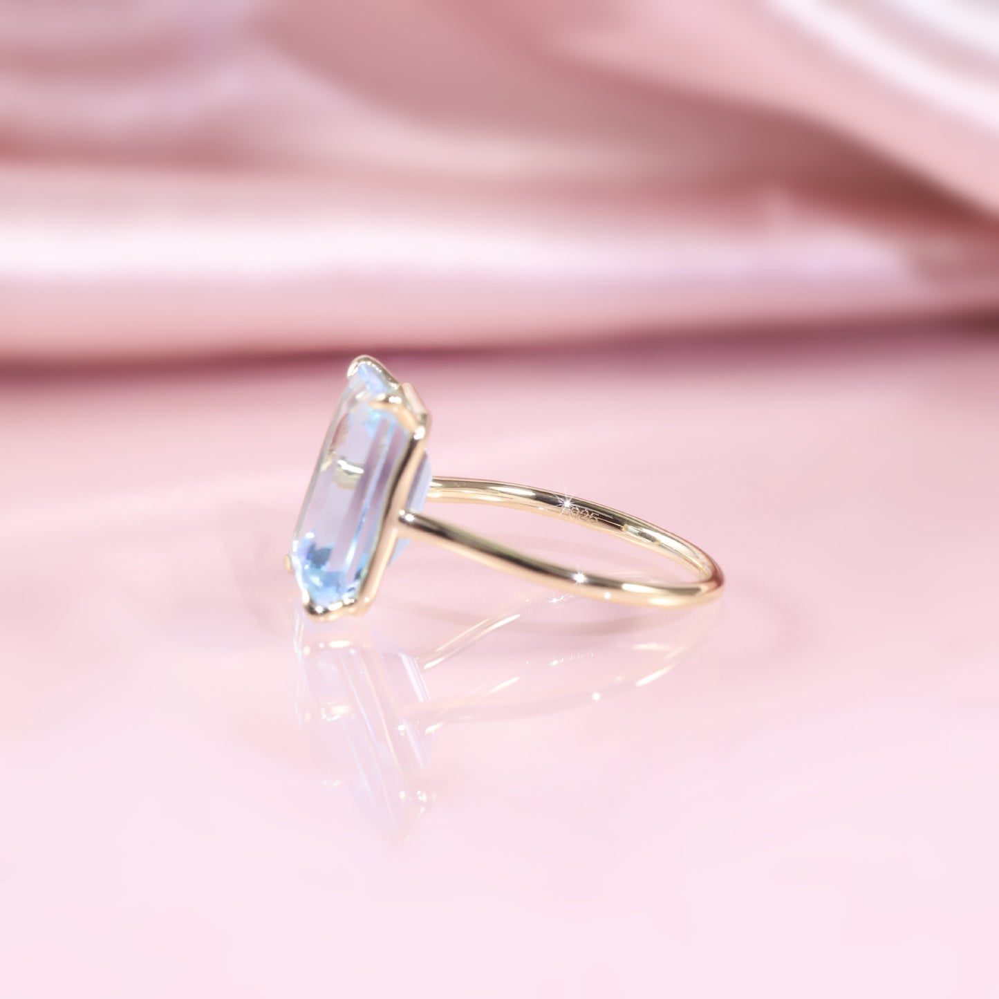 Fresh8.5Carat Gemstone Ring s925Sterling Silver Inlaid with Natural Topaz Large Main Stone Simple Ring