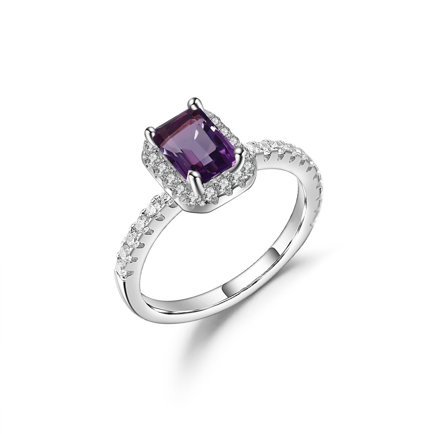Emerald Cut Colorful Gemstone Ring s925Sterling Silver Plated18k Gold Rectangle Gemstone Wedding Ring