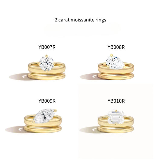 All-Matching ins Wind2Carat s925Sterling Silver Moissanite Stackable Ring Set Plated18k Gold Rings for Men and Women