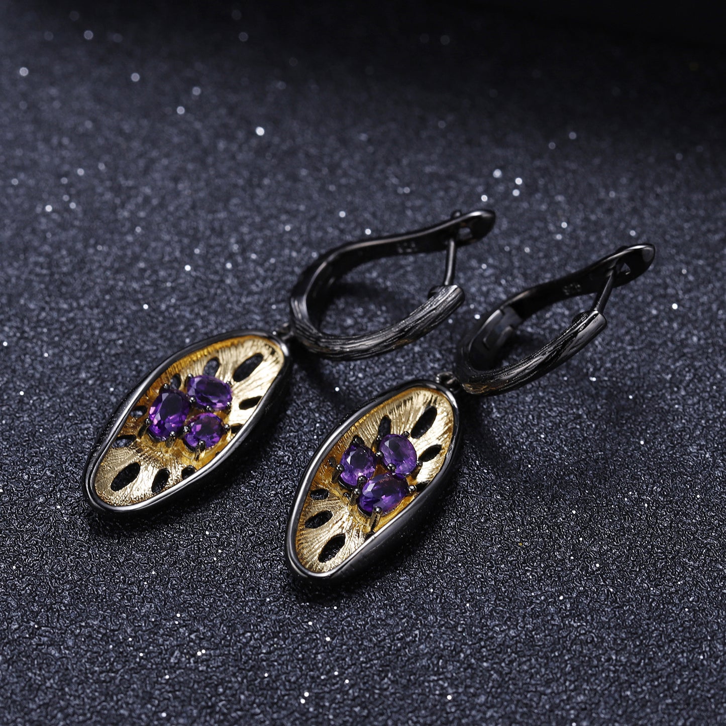 Italian Craft Designer Gemstone Earrings Niche design925Silver Natural Amethyst Earrings Drop Earrings