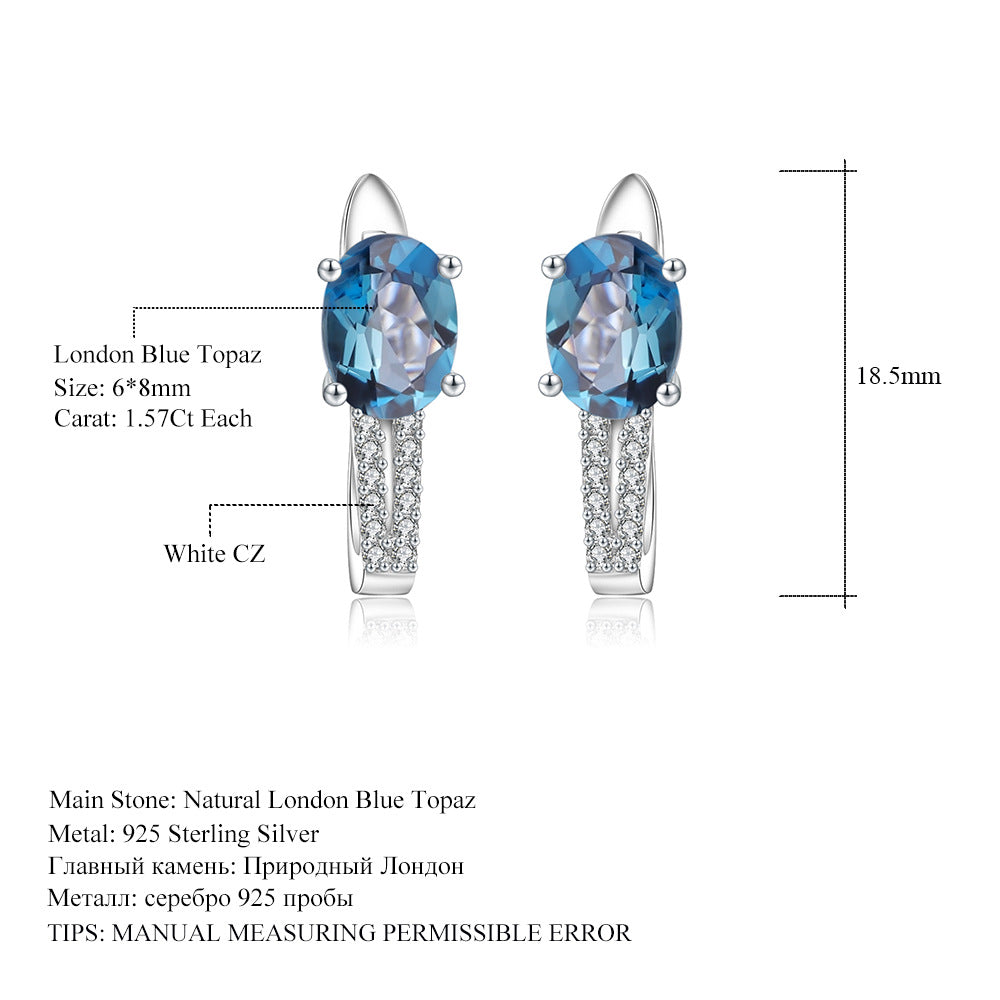 Fashion Natural Topaz Stud Earrings Jewelry Hot Sale s925Sterling Silver Colorful Gemstone Earrings