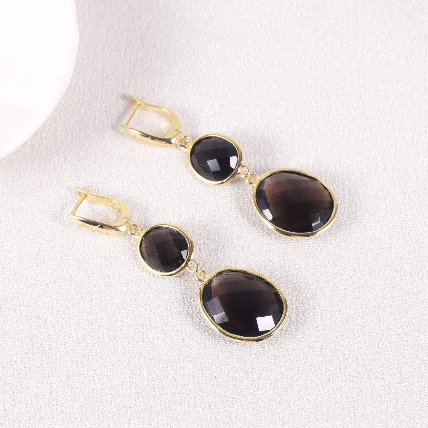 Bohemian Style Earrings s925Silver Inlaid Natural Crystal Earrings Colorful Gemstone Long Earrings