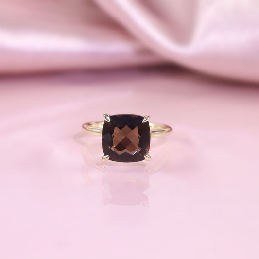 Large Gemstone Ring s925Sterling Silver Ring Inlaid with Natural Topaz Tea Crystal Sugar Cube4Carat Ring