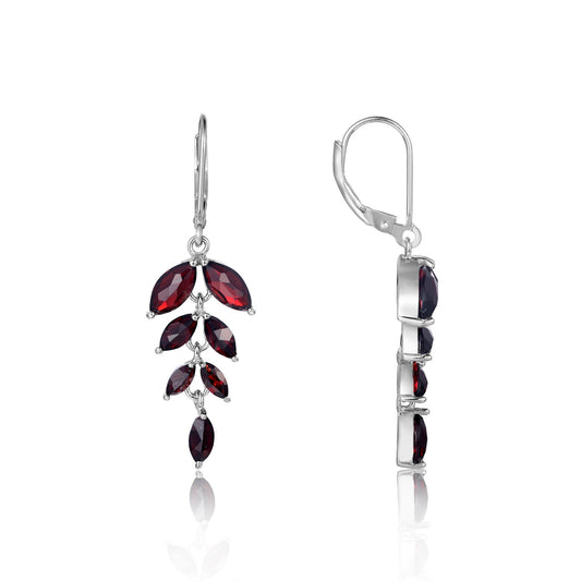 Design Sense Natural Gemstone Earrings Vintage Personality s925Silver Gemstone Inlaid Garnet Earrings Studs