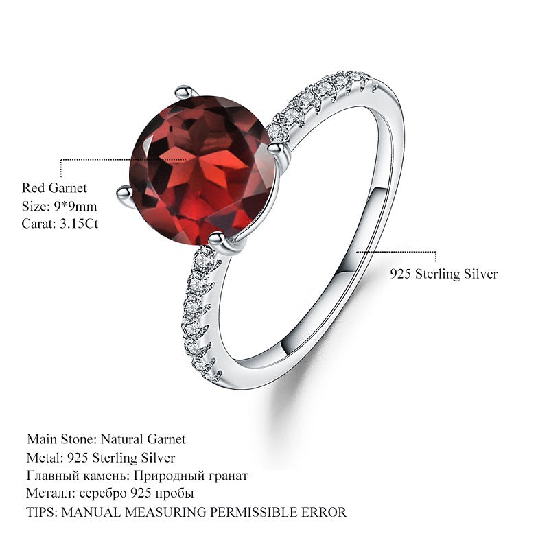 Fashionable Light Luxury Personality Gemstone Ring Seiko Inlaid with Natural Gemstone Amethyst s925Silver Rings Wholesale