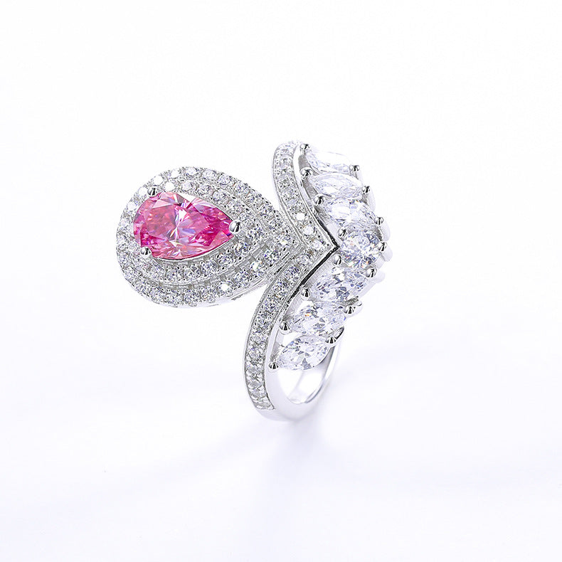 High-end Colorful Moissanite Ring s925Sterling Silver Gold Plated1Carat Moissanite Ring for Women Wholesale