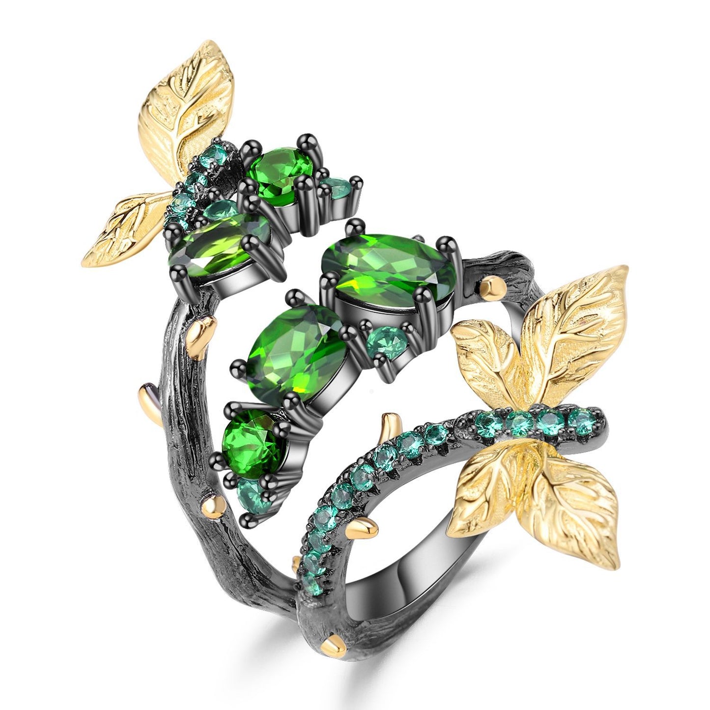 Secret Garden Series Designer Ring Natural Style Butterfly Design s925Silver Natural Amethyst Ring
