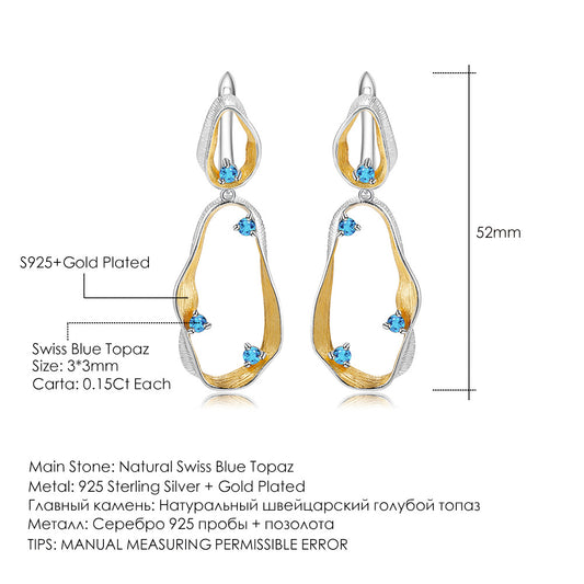 Designer High-End Gemstone Earrings Italian craftsmanship s925Silver Natural Topaz Stud Earrings
