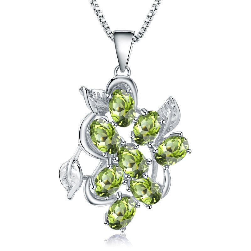 Design Sense Jewelry Topaz Pendant Retro Natural Gemstone Inlay s925Silver Necklace Pendant