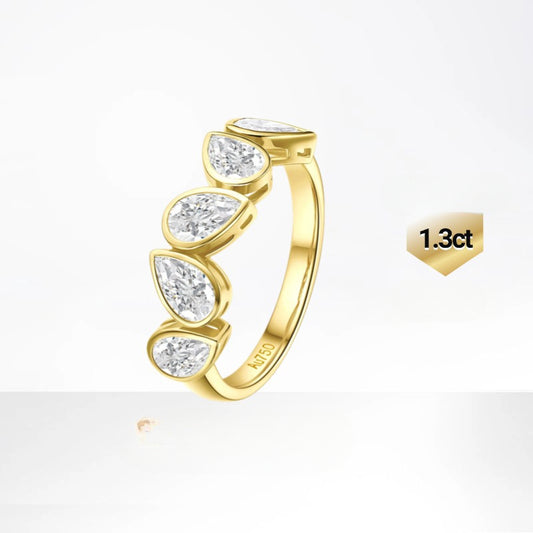 ins Wind9/10/14k Gold Ring with Small Diamond Inlay in Water Drop Shape18k Gold Inlaid Cultivated Diamond Ring Platinum Setting