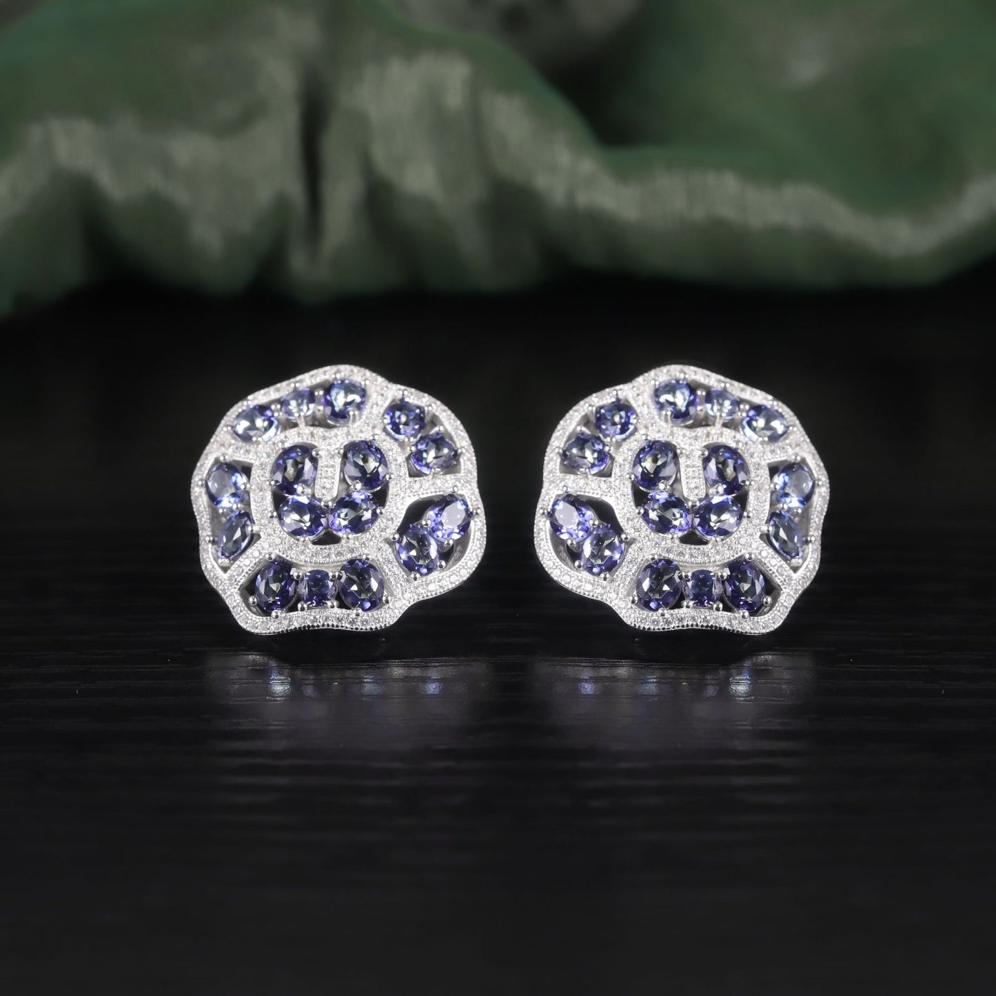 Unique Style Earrings s925Sterling Silver Inlaid Natural Colorful Gemstone Tourmaline Small Turtle Shell Shaped Earrings