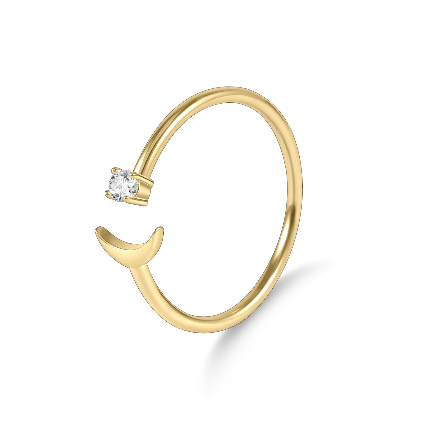 Unique Design Open Ring s925Sterling Silver Inlaid Moissanite Ring Thin Gold Dawn Series Small Ring Texture