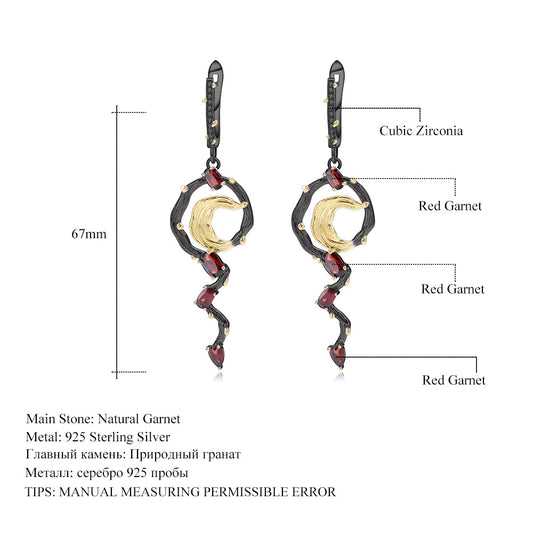 Italian Craft Designer Jewelry Earrings Natural Wind925Silver Natural Gemstone Garnet Earrings Drop Earrings