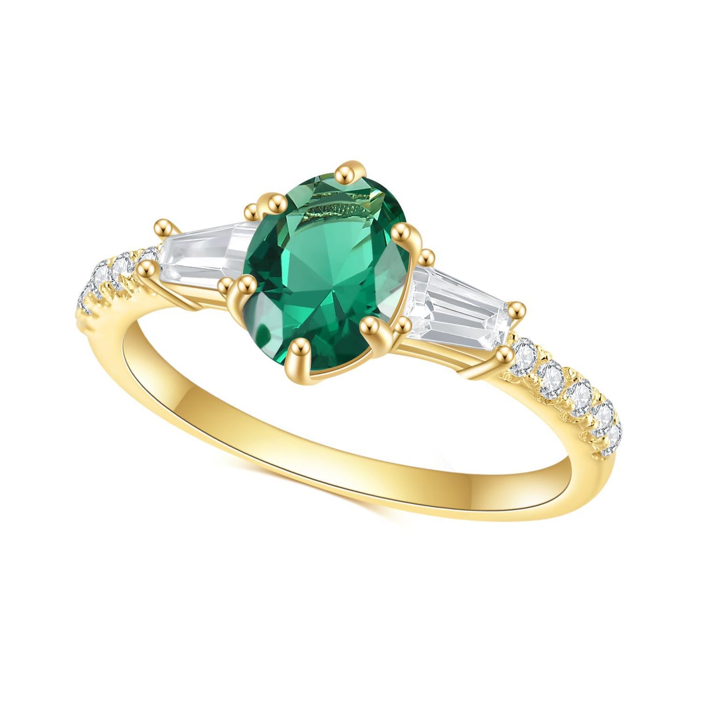 S925Sterling Silver Inlaid Emerald Nano Ring Fashionable and Elegant Light Luxury Colorful Gemstone Plated14k Gold Ring