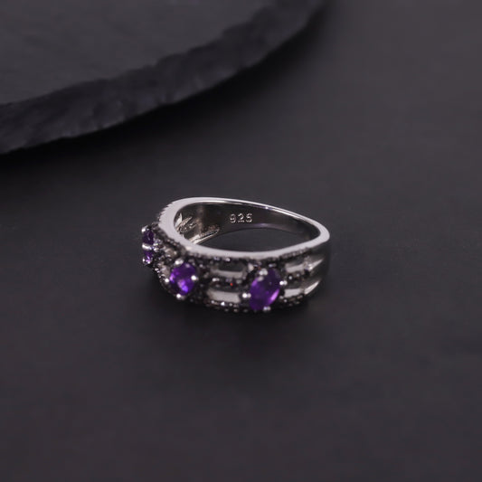Dark Niche Natural Topaz Ring for Men and Women s925Sterling Silver Cluster Crystal Garnet Ring