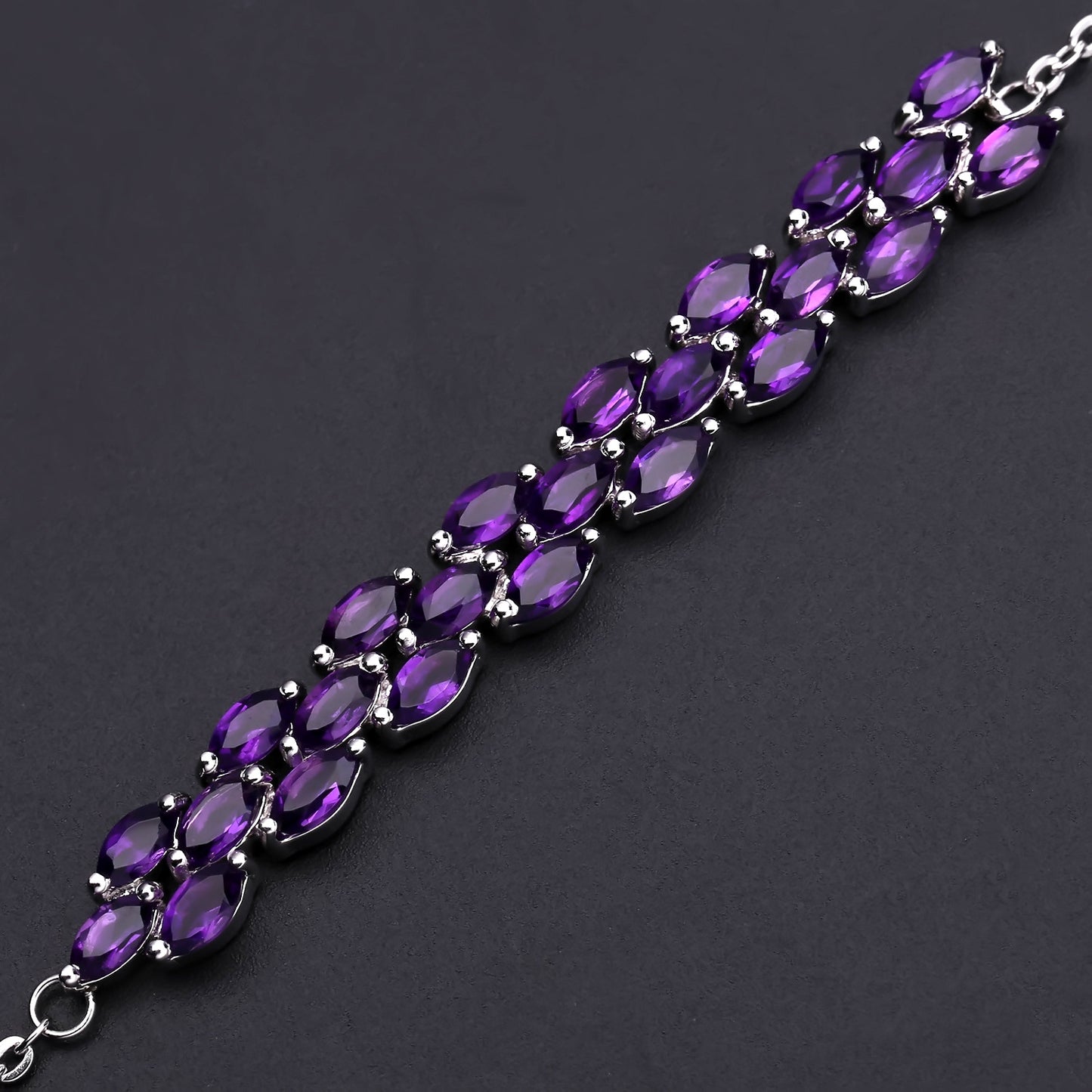 Design Sense Natural Amethyst Bracelet Style Princess Temperament s925Silver Inlaid Natural Gemstone Bracelet