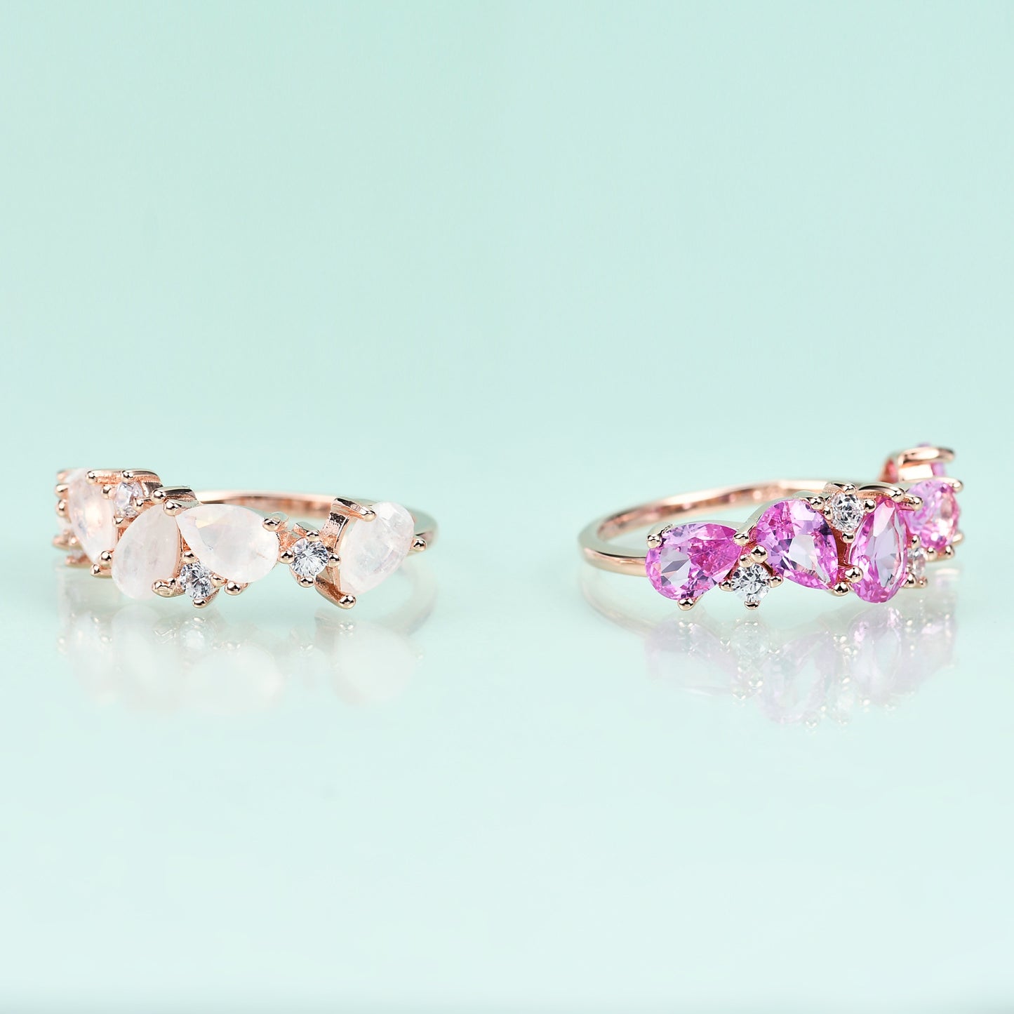 S925Sterling Silver Inlaid Pink Corundum Ring High-end Elegant Light Luxury Colorful Gemstone Rose Gold Ring
