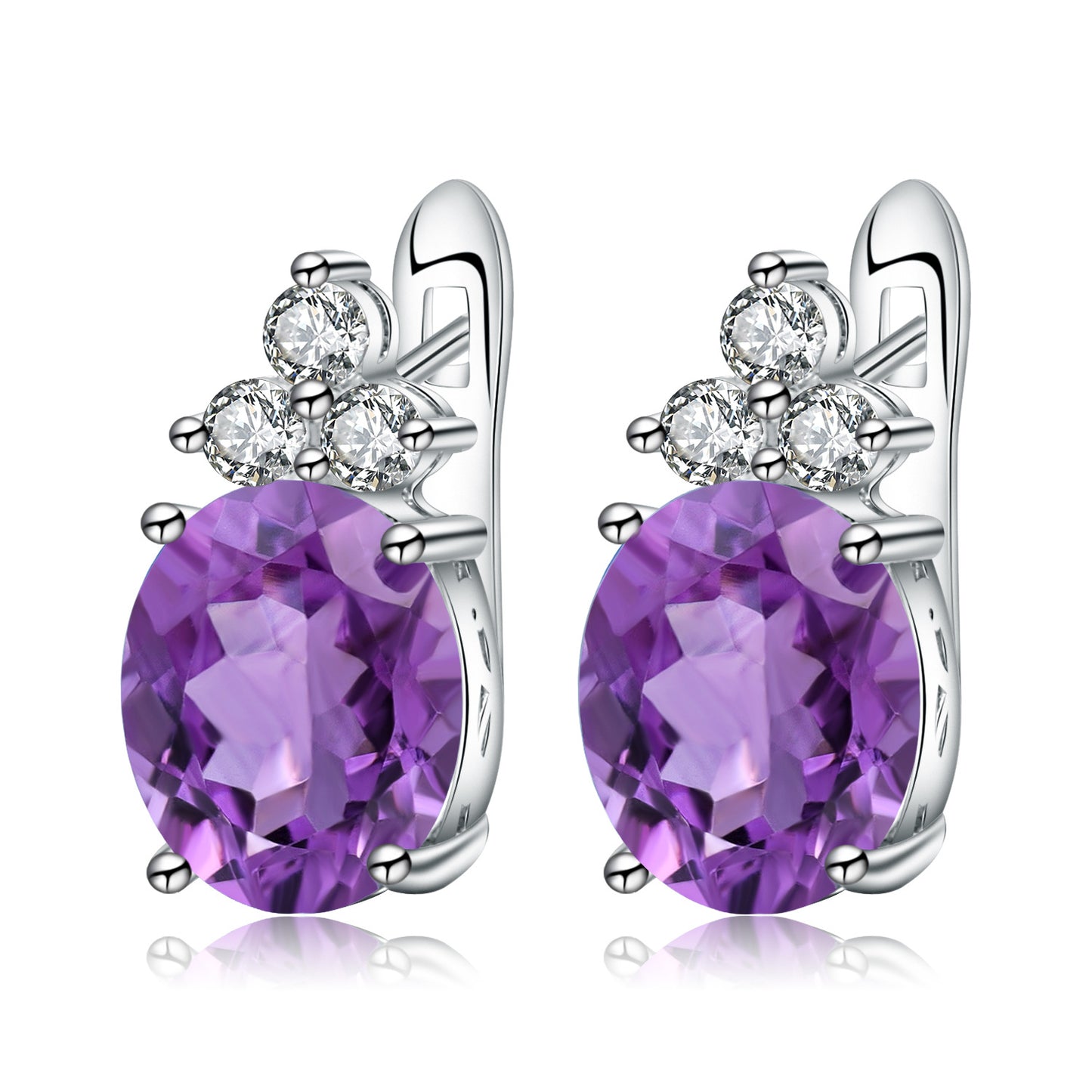 Jewelry Natural Stone Earrings Vintage Inlaid Gemstones s925Silver Amethyst Earrings Jewelry