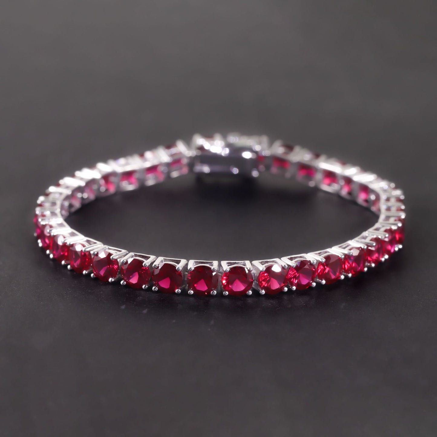 Summer New Style Pigeon Blood Ruby Bracelet5mm Tennis Chain s925Sterling Silver Inlaid Cultivated Ruby Bracelet Light Luxury