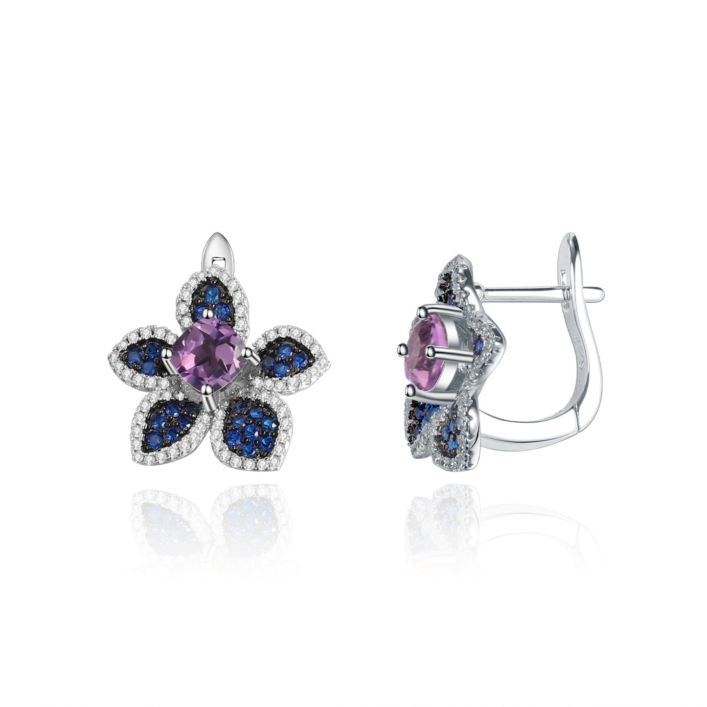 Designer Natural Yellow Crystal Earrings Natural Style Series Floral Design s925Silver Gemstone Stud Earrings