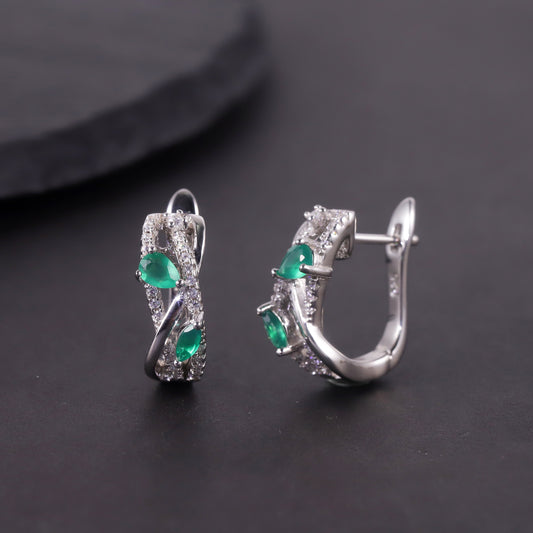 Small and Exquisite Natural Topaz Earrings s925Sterling Silver Cluster Green Chalcedony Colorful Gemstone Earrings Niche