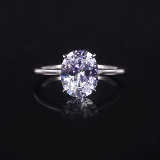 Plain Oval Shape3Carat Wedding Ring Large Main Stone Ring s925Sterling Silver Moissanite Ring