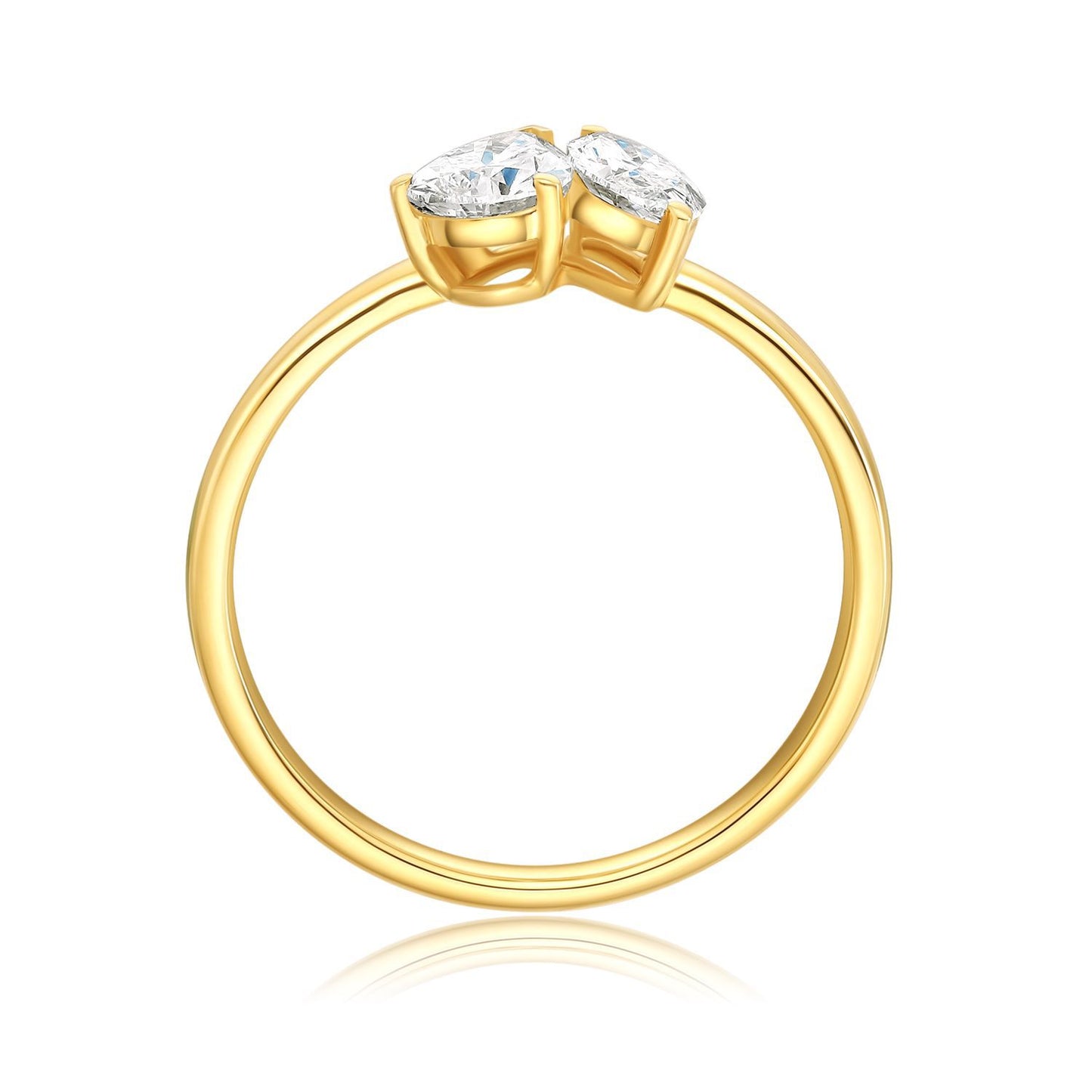 Classic You and Me18k Gold Diamond Ring Pear Shape Olive Shape Cultivated Diamond Wedding Ring Double Diamond k Gold ring ins Wind