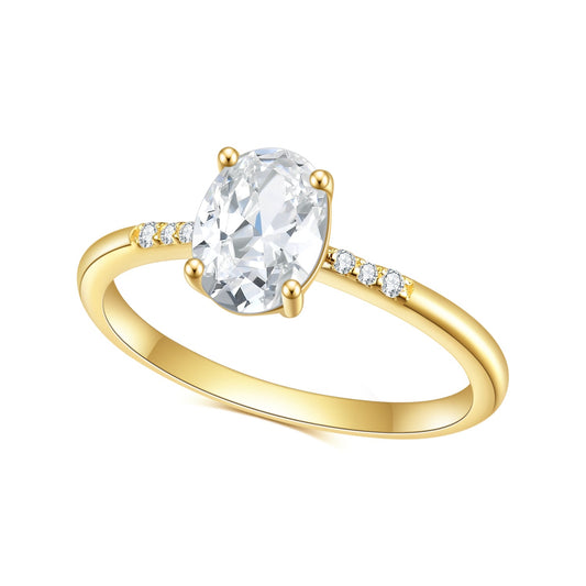 Affordable luxury fashion S925Sterling Silver Inlaid5A Zircon Ring Elegant and Simple Style Gemstone Plated14k Gold Ring