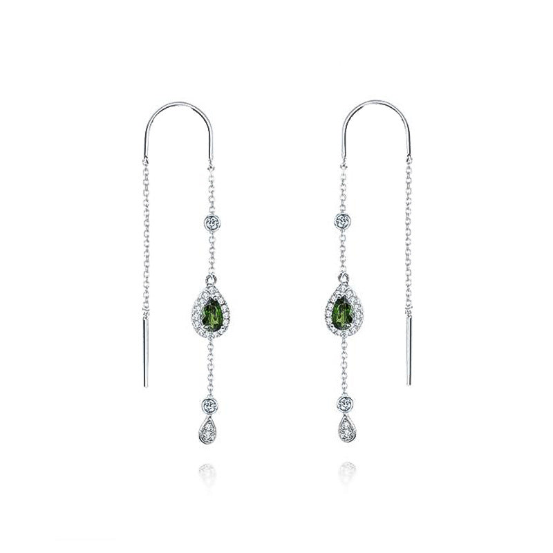 Luxurious and High-End Natural Translucent Stone Earrings Prosperous Series925Silver Inlaid Gemstone Stud Earrings
