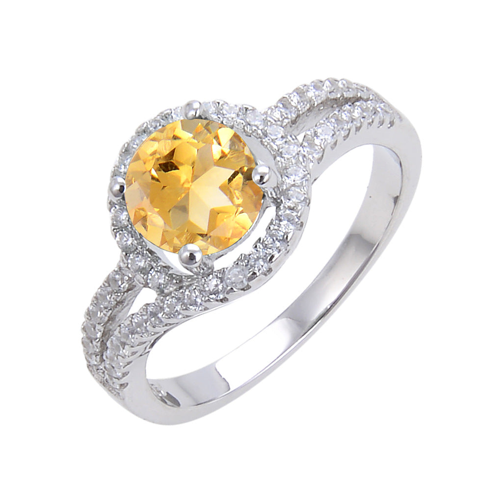 Daily Commuting Colorful Gemstone Natural Garnet Ring s925Sterling Silver Topaz Crystal Ring for Men and Women