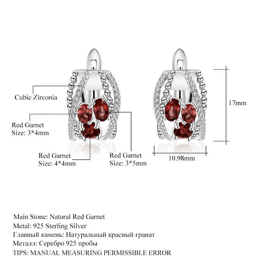 Luxurious and High-End Natural Garnet Earrings from the Prosperous Series925Silver Inlaid Gemstone Stud Earrings