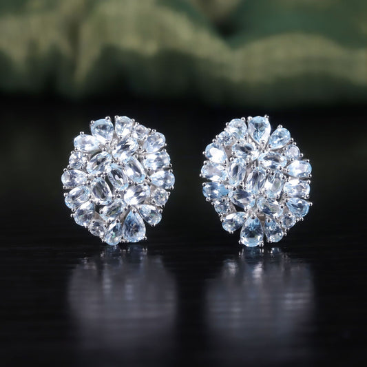 Luxury s925Sterling Silver Inlaid Natural Topaz Earrings for Women Gemstone Earrings High-end Drop Earrings New Style