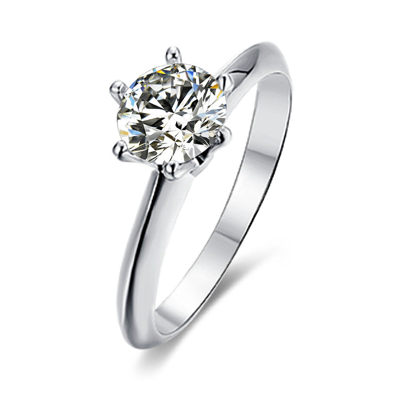 Extended Arm Classic Six-Claw Ring Women's Inlaid Gemstone s925Sterling Silver1Carat Moissanite Ring