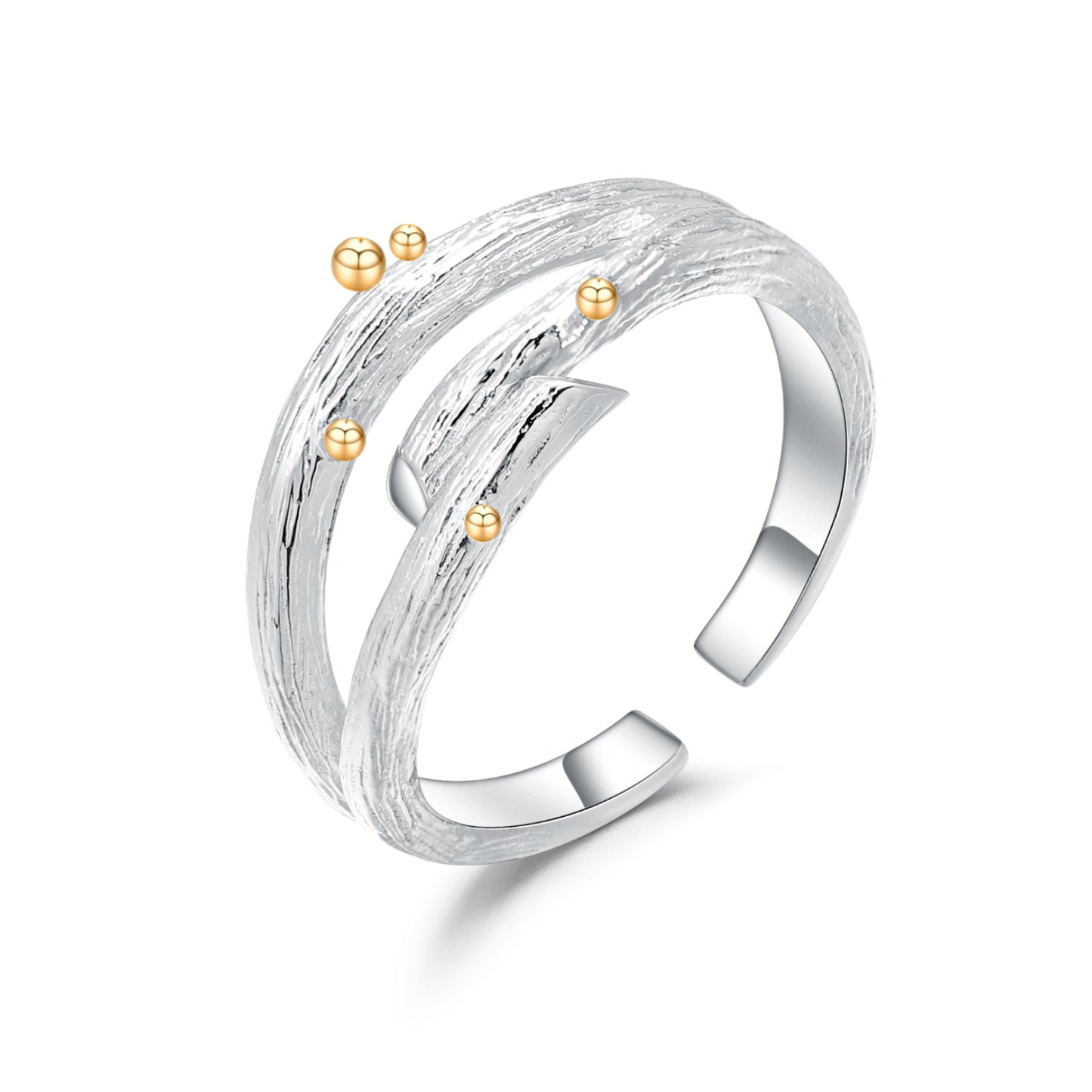 Niche Design Resin s925Sterling Silver Couple Rings Adjustable Open Natural Style Tree Branch Adjustable Rings Pair