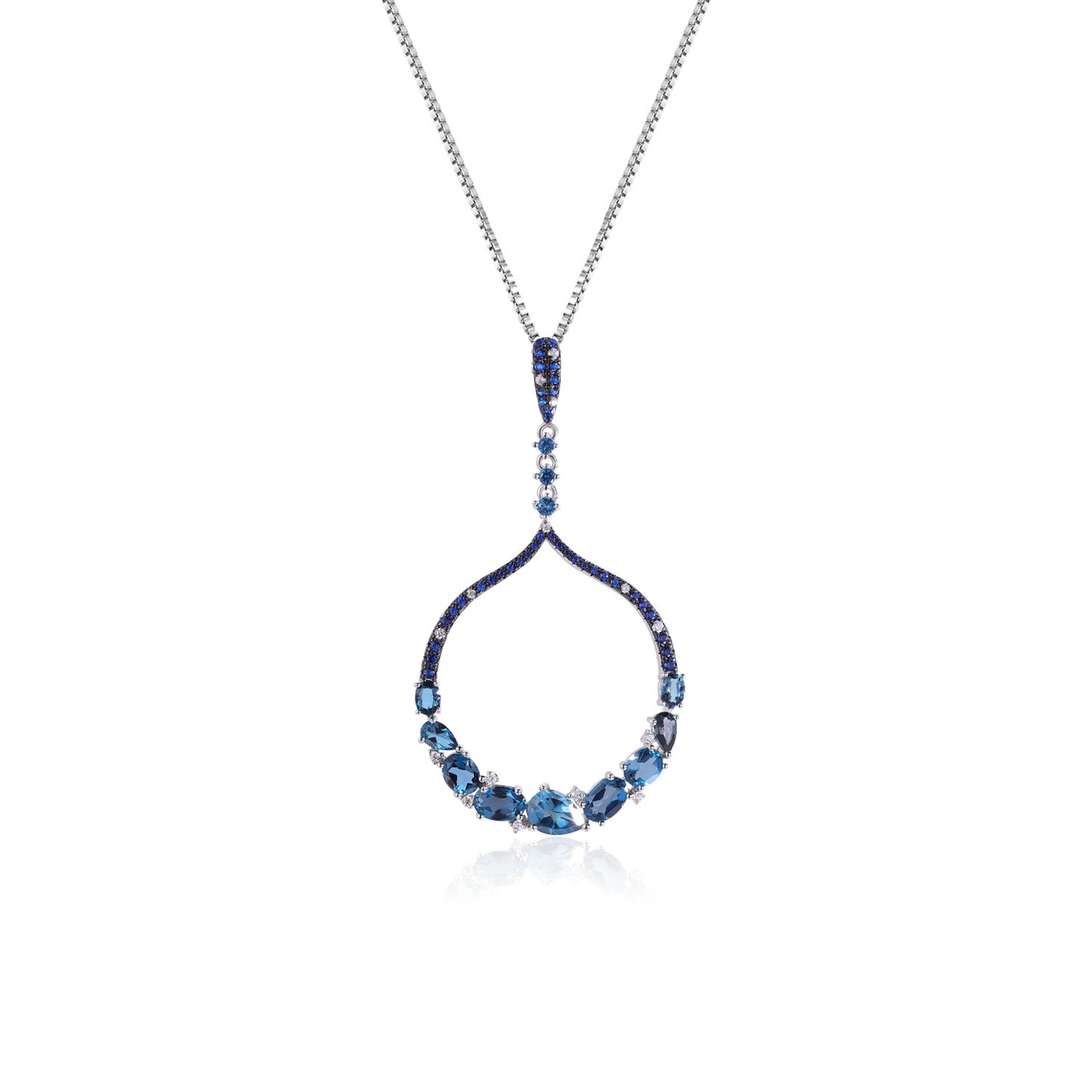 New Fashion Natural Colored Gemstone Pendant Topaz Clavicle Chain925Sterling Silver Necklace as a Birthday Gift for Her