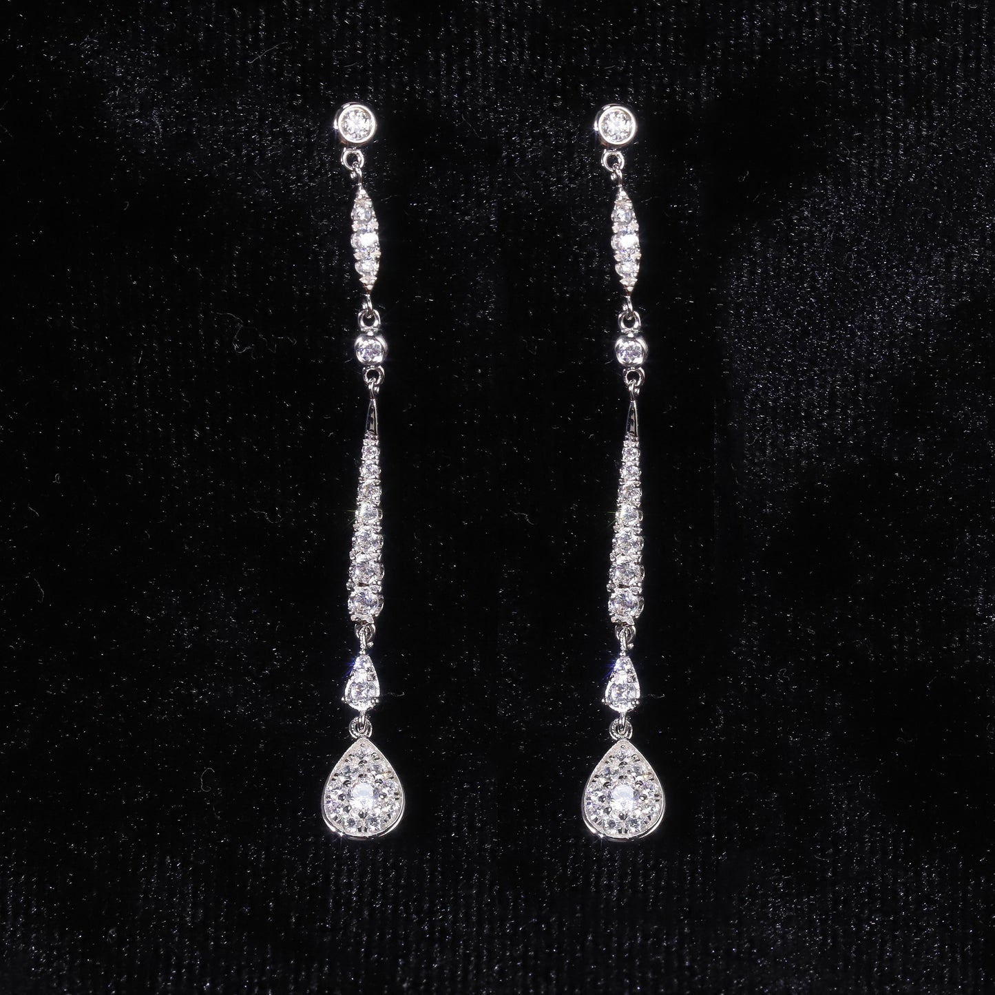 Minimalist Style High-Value Luxury Diamond-Studded Earrings Full Body9/10/14/18k Gold Cultivated Diamond Long Earrings