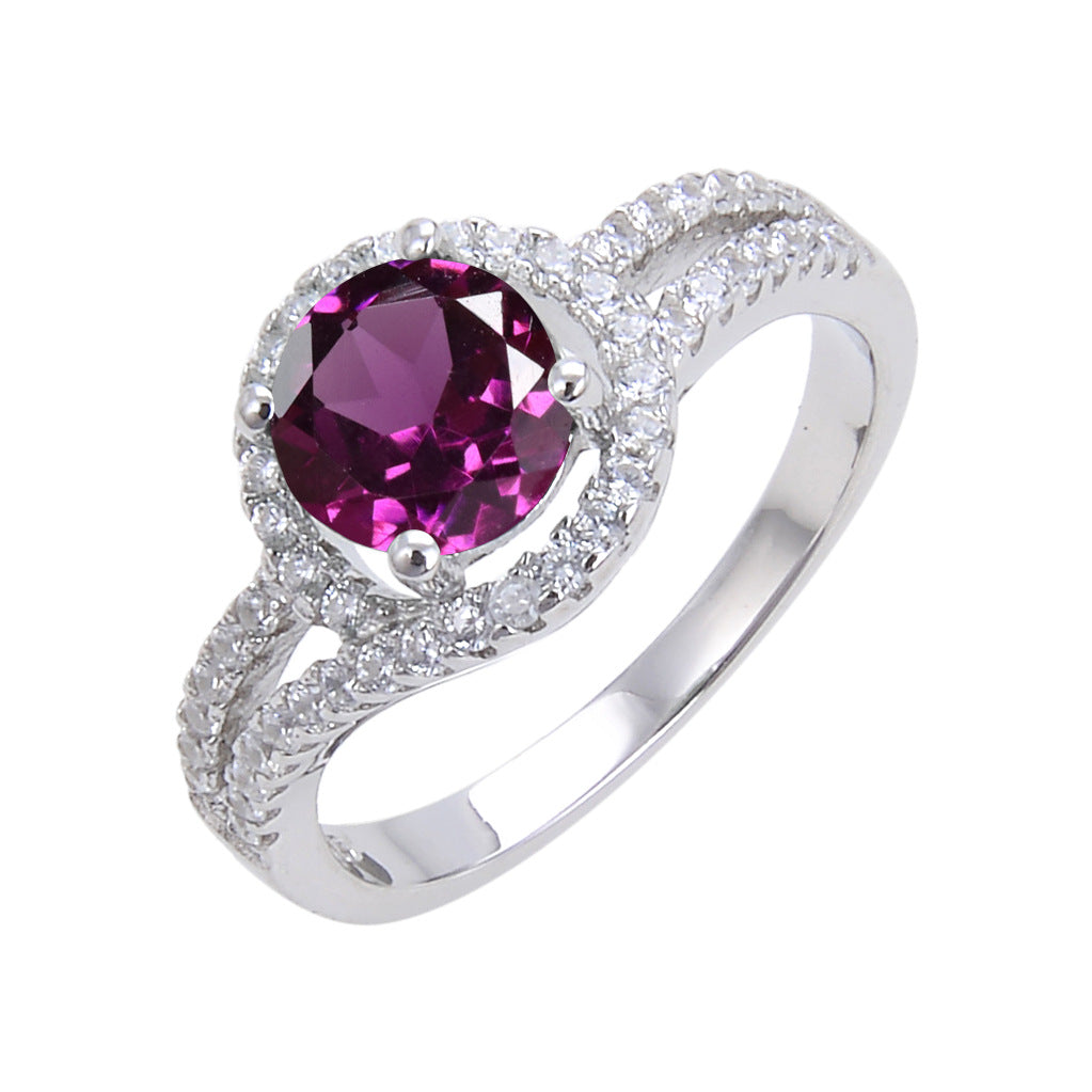 Daily Commuting Colorful Gemstone Natural Garnet Ring s925Sterling Silver Topaz Crystal Ring for Men and Women